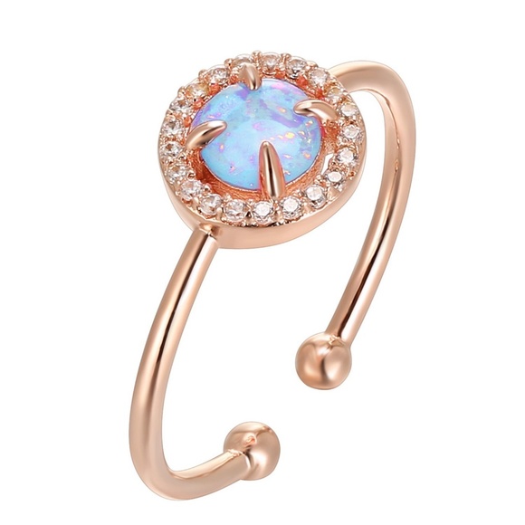 Adjustable Rose Gold Plated Opal Ring - Picture 2 of 4